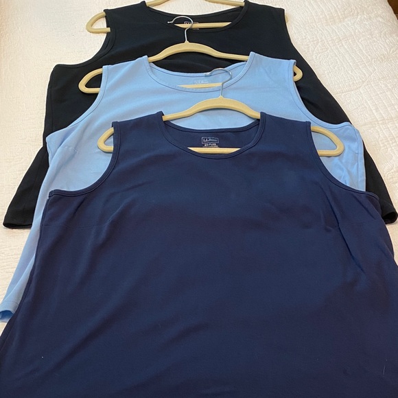 L.L. Bean Women's Tank Tops - set of 3 - Black, Navy Blue, Light Blue -Supima - Picture 1 of 5